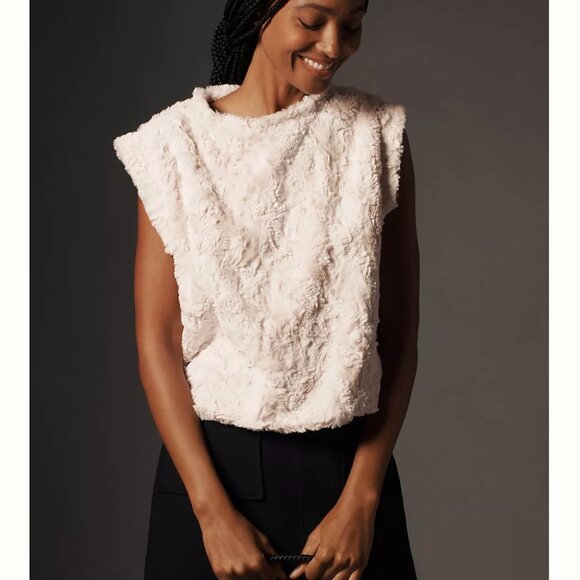 Maeve Faux Fur Muscle Tee - Picture 3 of 6